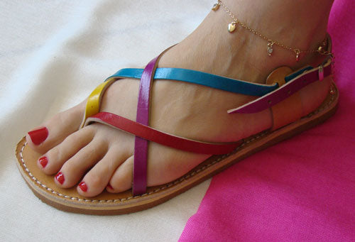 Colorful Slippers /// Beautiful Moroccan leather sandals 100% handmade  //Price :49 $